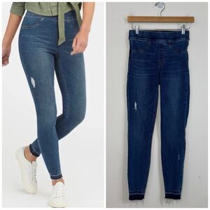 Spanx Jeans Distressed Size XS Blue Ankle Skinny High Rise Stretch Shaping Denim